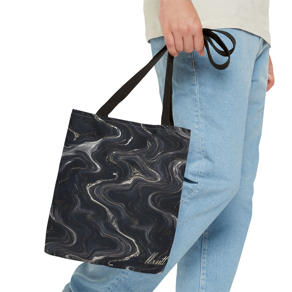 Black & Silver Marble Tote Bag