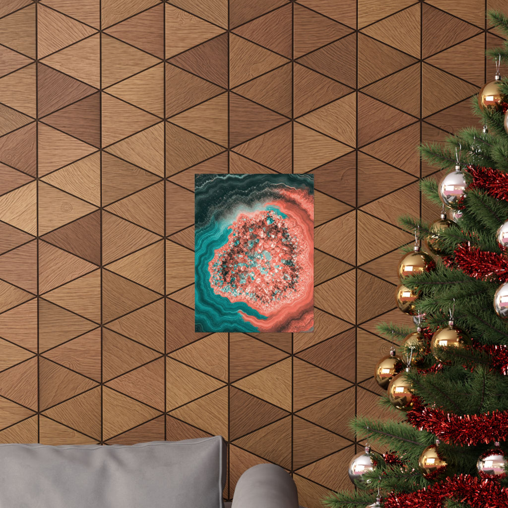Geode Core - Coral Teal Poster