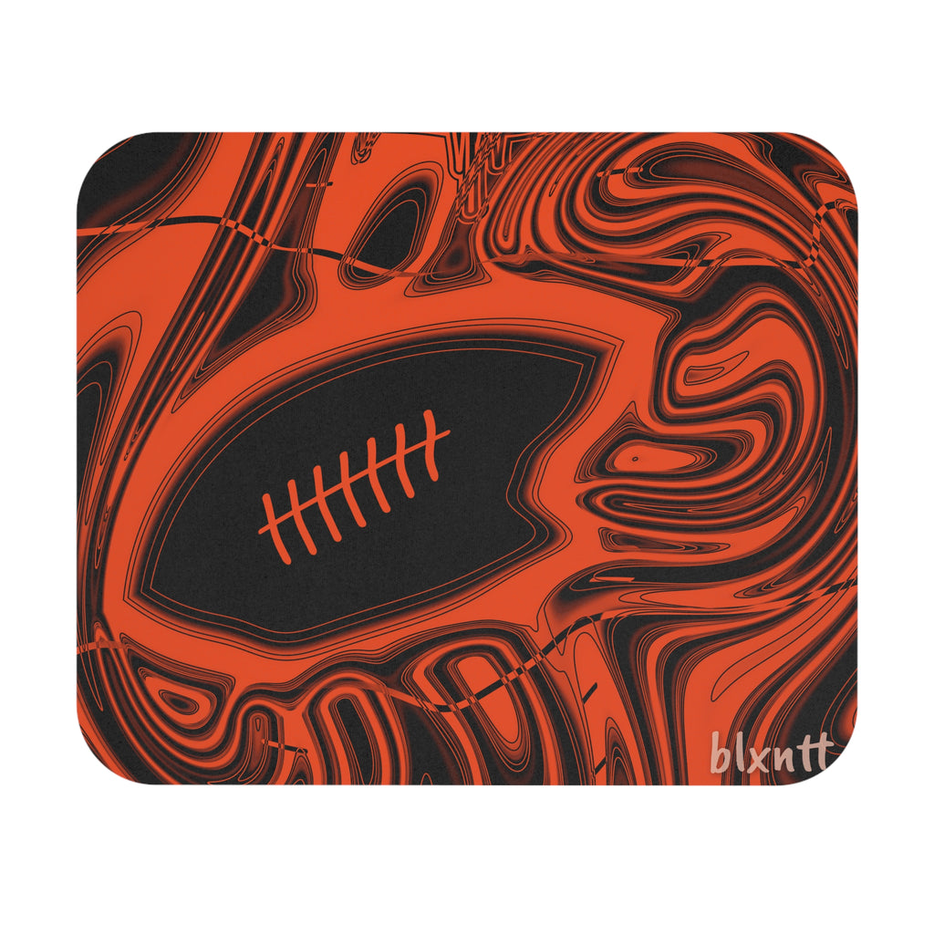 Orange & Black Trippy Football Mouse Pad