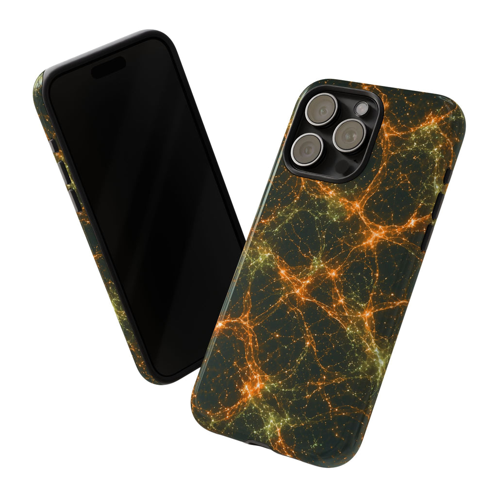 Neon Mycelium - Electric Tangerine Teal Phone Case
