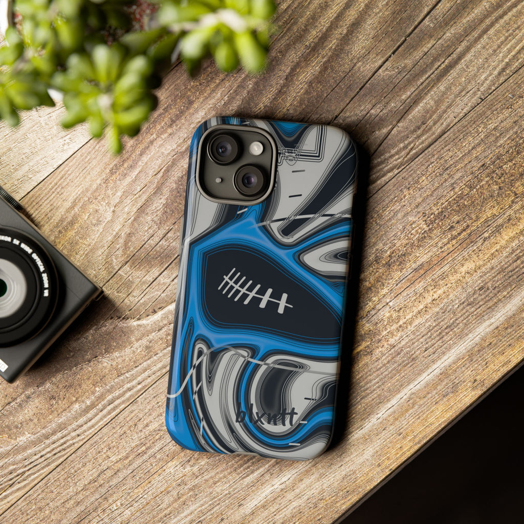 Sky Blue, Black & Silver Trippy Football Phone Case