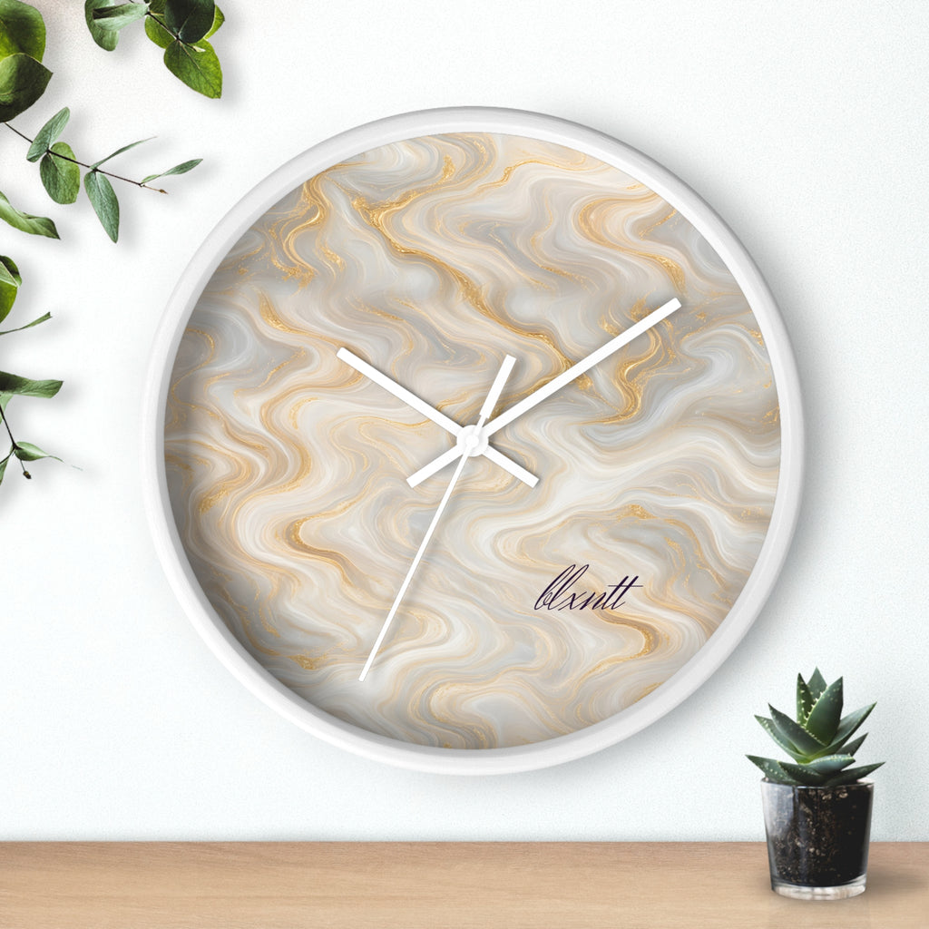 White & Gold Marble Wall Clock