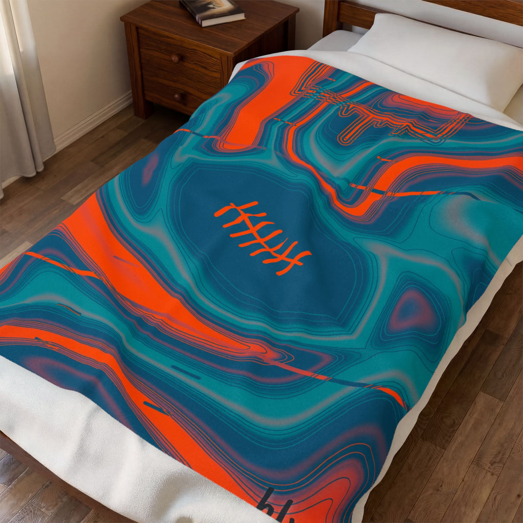 Aqua & Orange Trippy Football Blanket