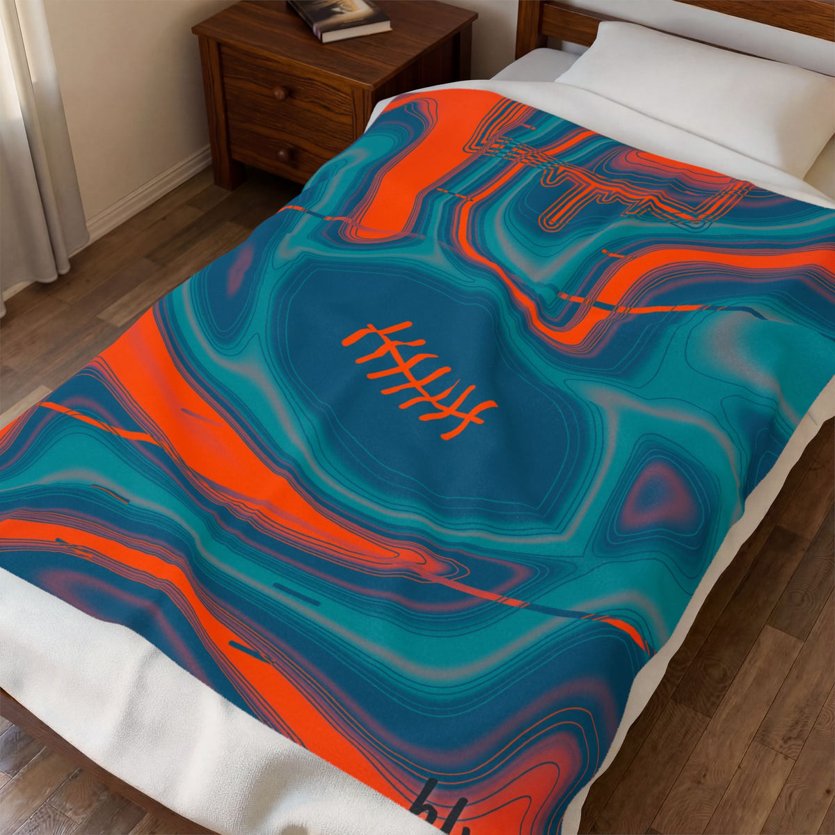 Aqua & Orange Trippy Football Blanket