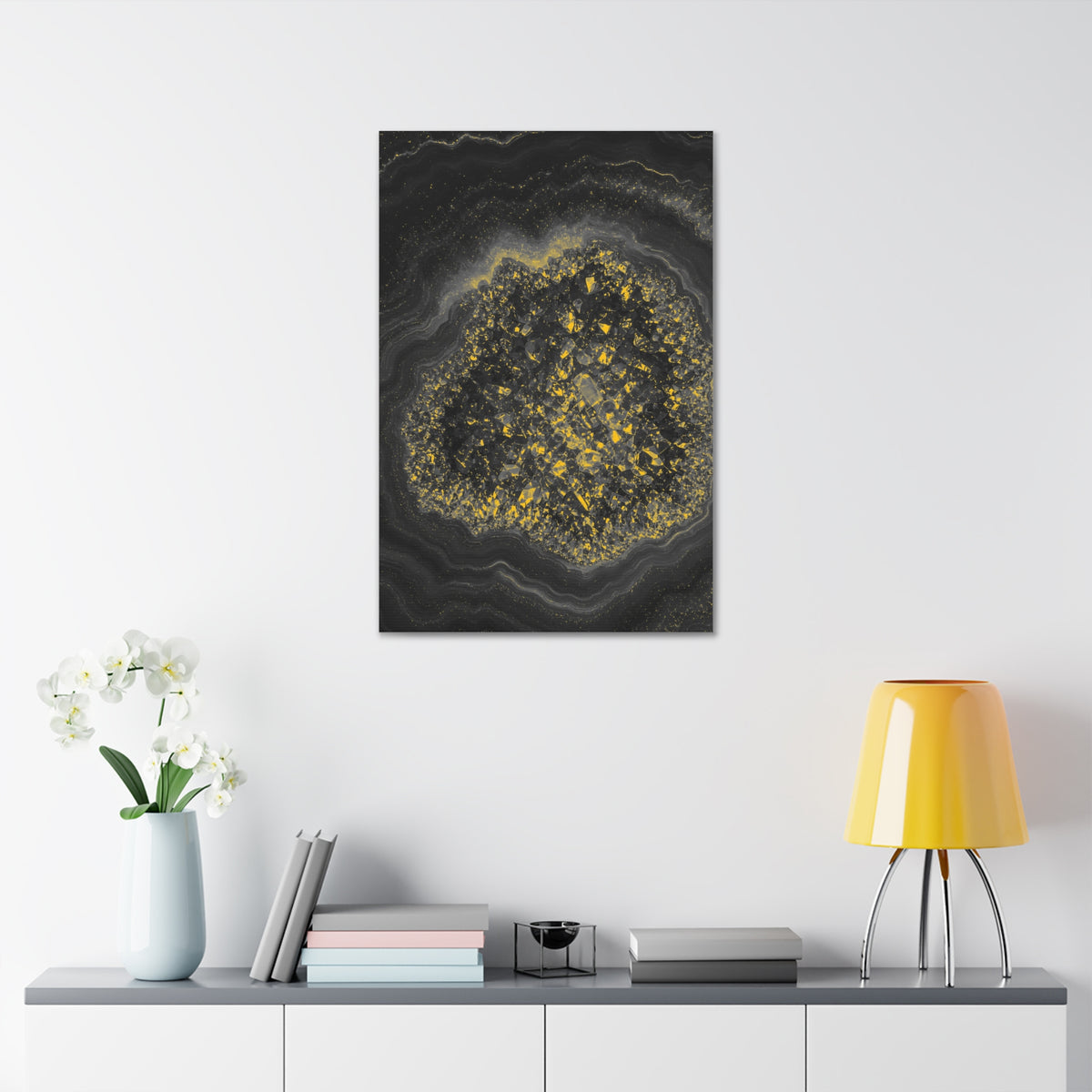 Geode Core - Mono Gold Spark Glossy Canvas