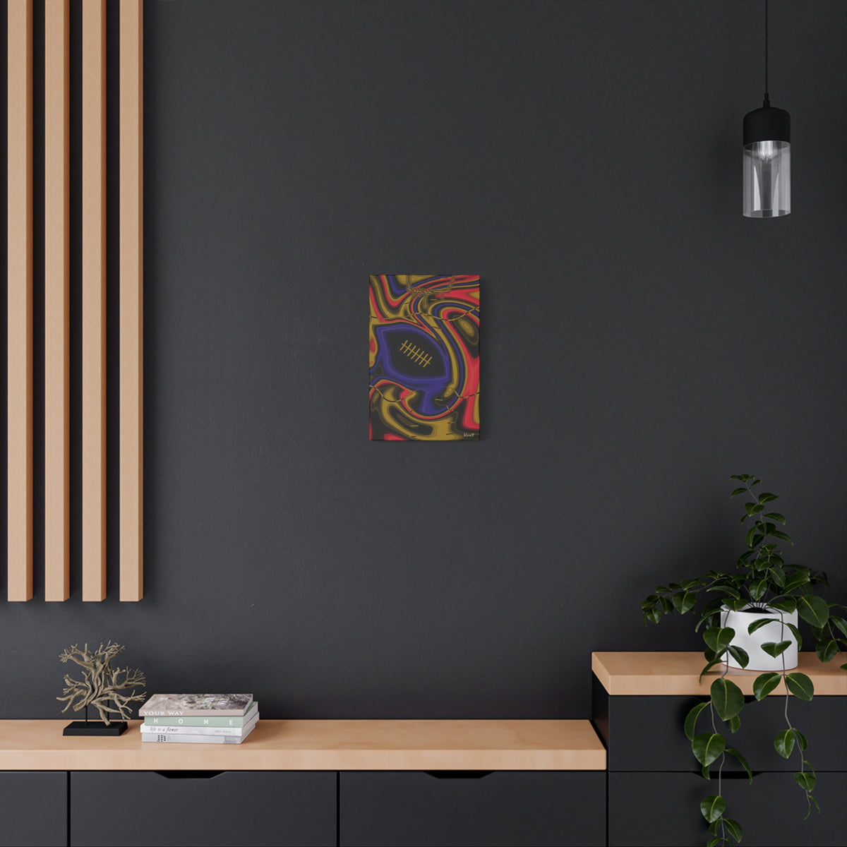 Purple, Black & Gold Trippy Football Canvas