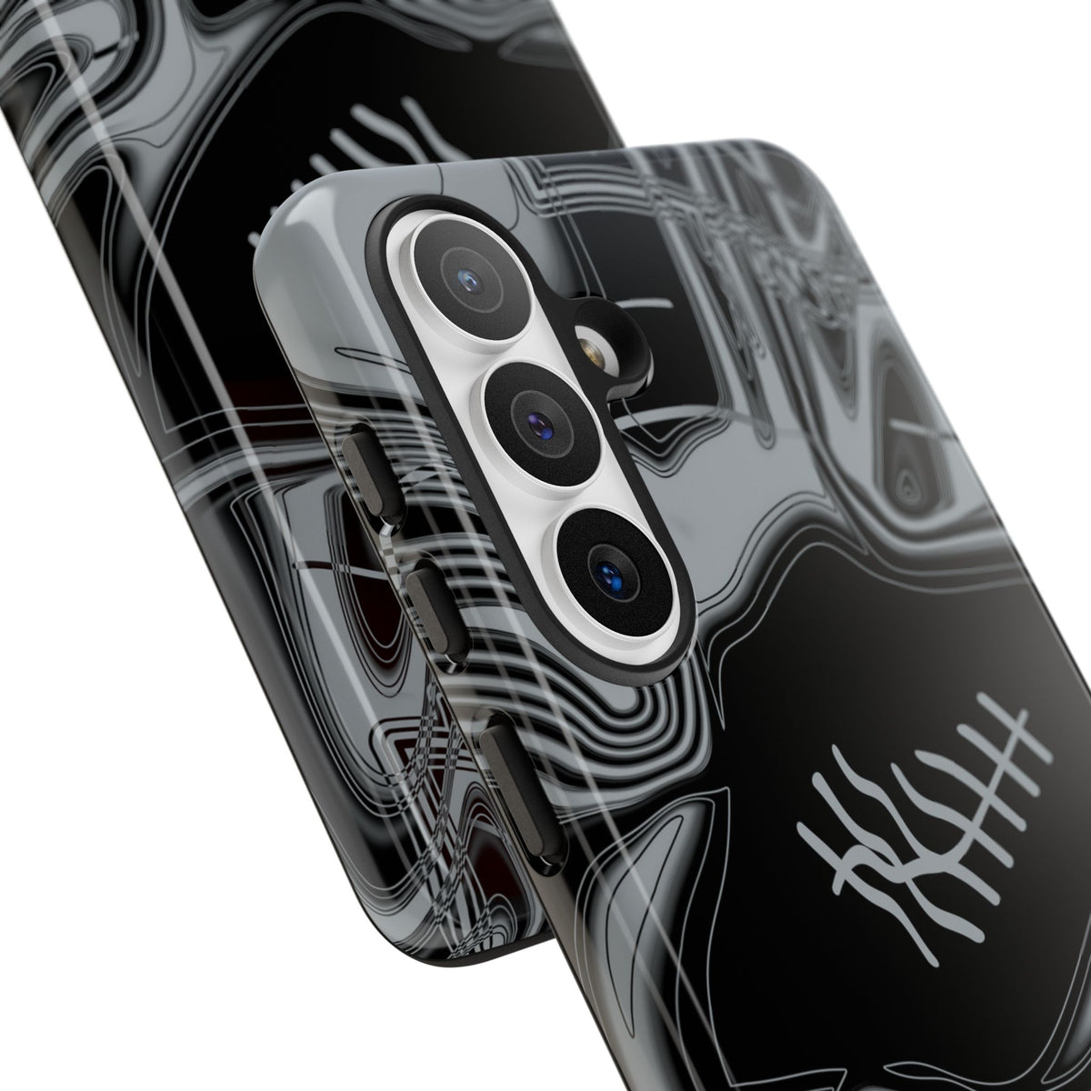 Black & Silver Trippy Football Phone Case