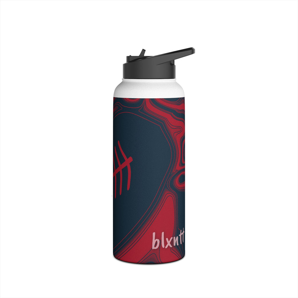 Midnight Navy & Red Trippy Football Water Bottle