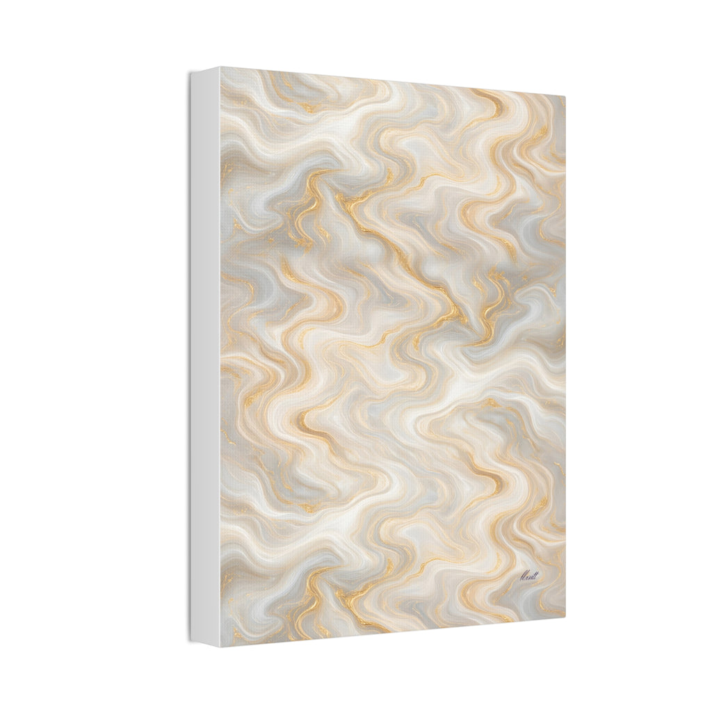 White & Gold Marble Glossy Canvas