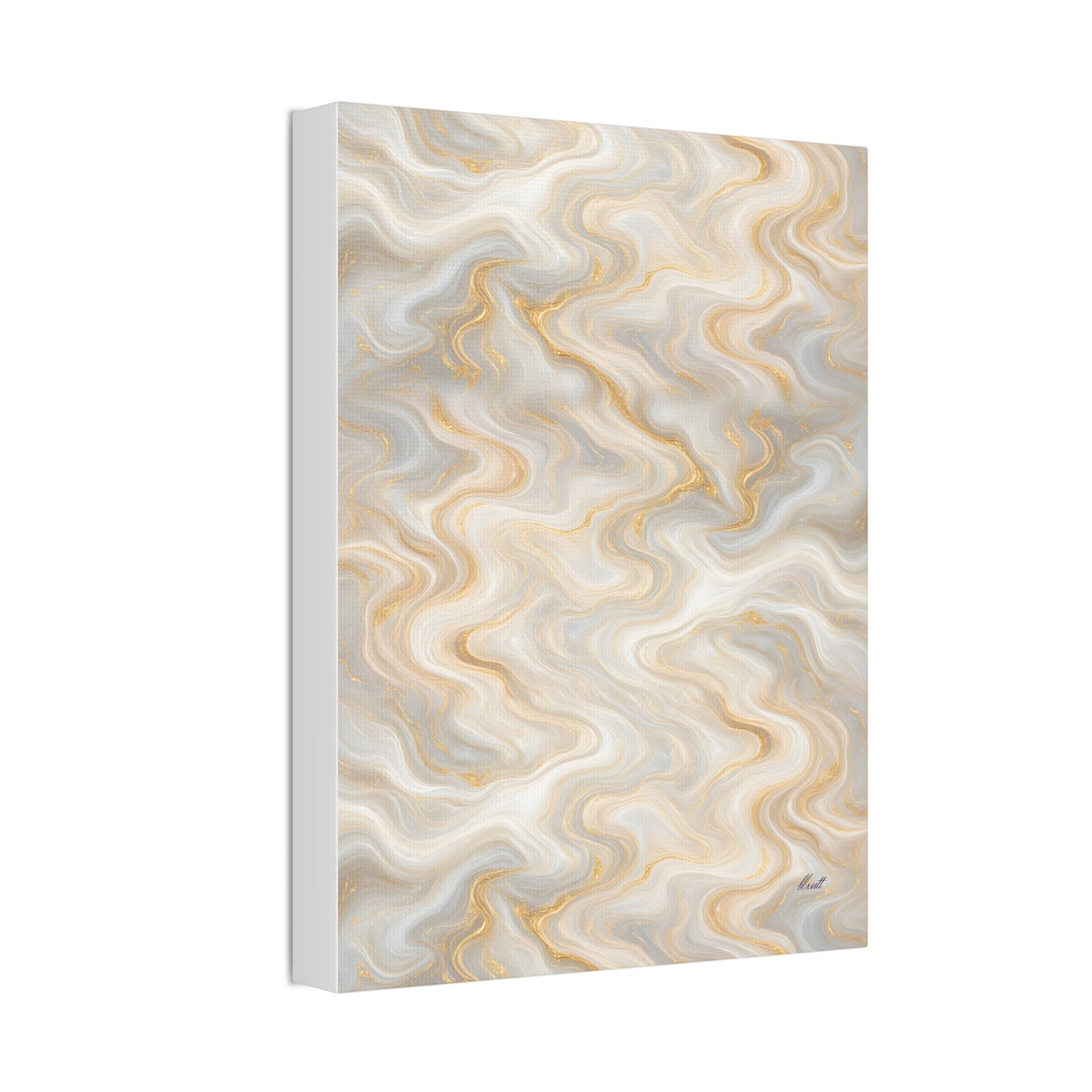 White & Gold Marble Glossy Canvas