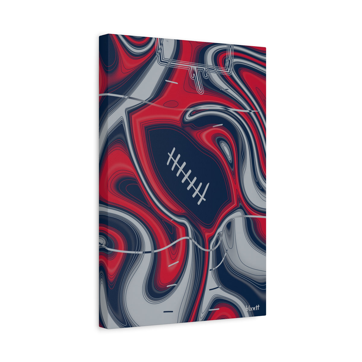Navy, Red & Silver Trippy Football Canvas