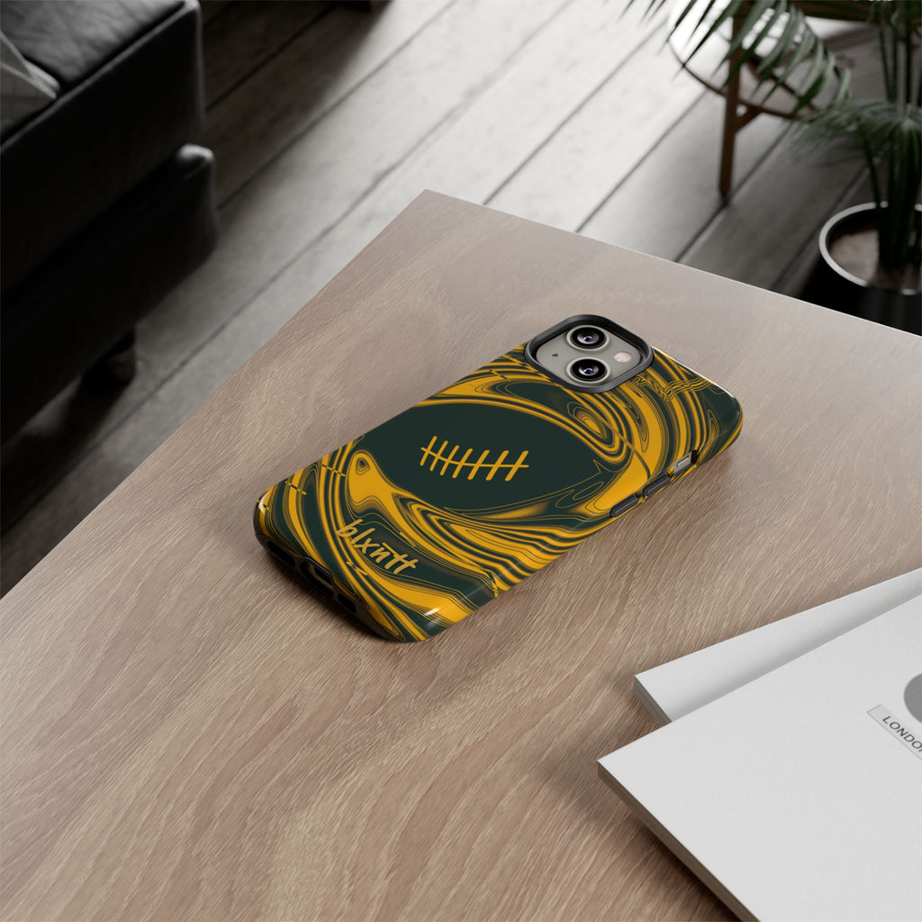 Green & Gold Trippy Football Phone Case