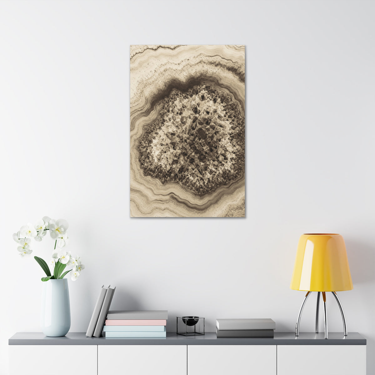 Geode Core - Ink on Paper Glossy Canvas