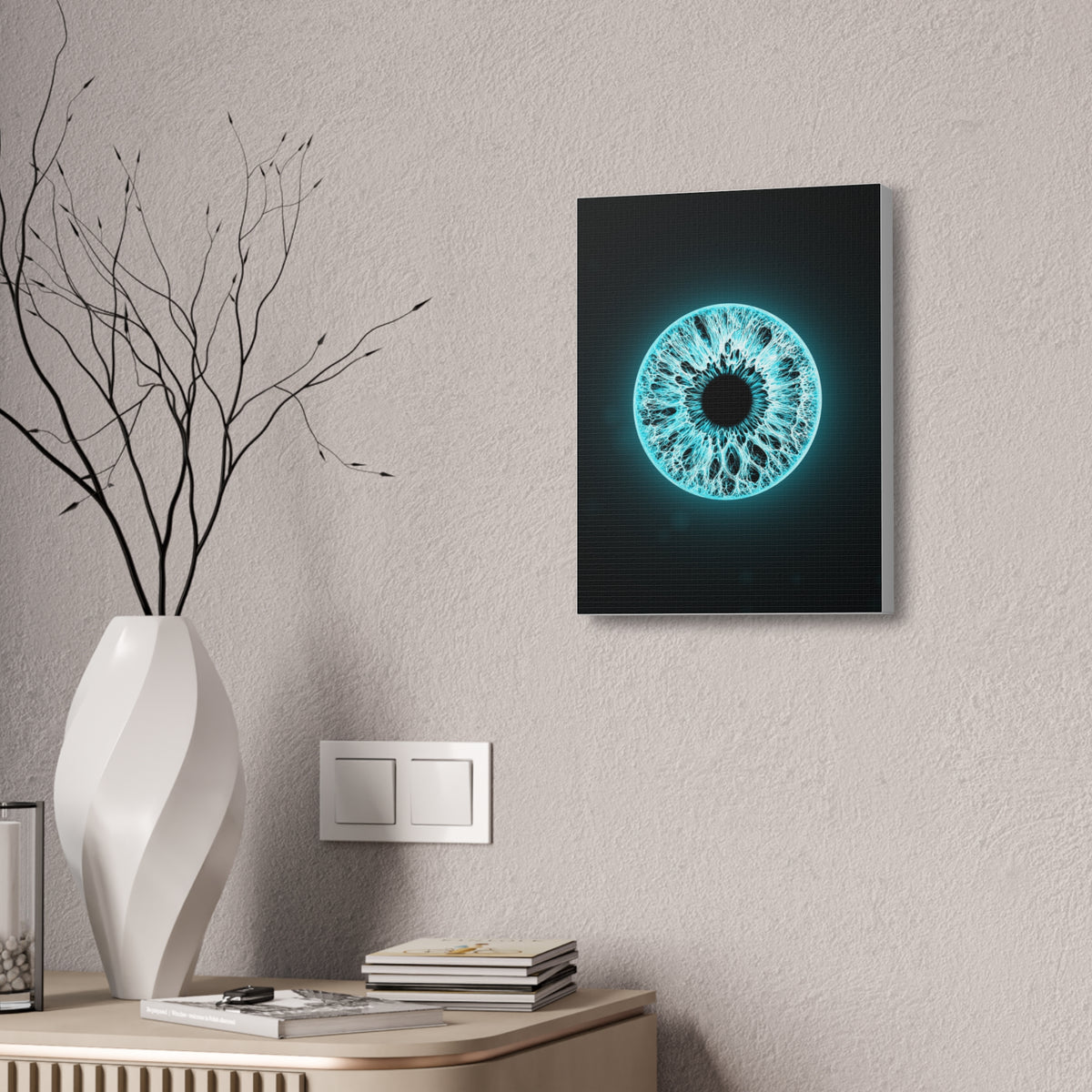 BLXNTT Iris – Lace Web Electric Cyan Glossy Canvas