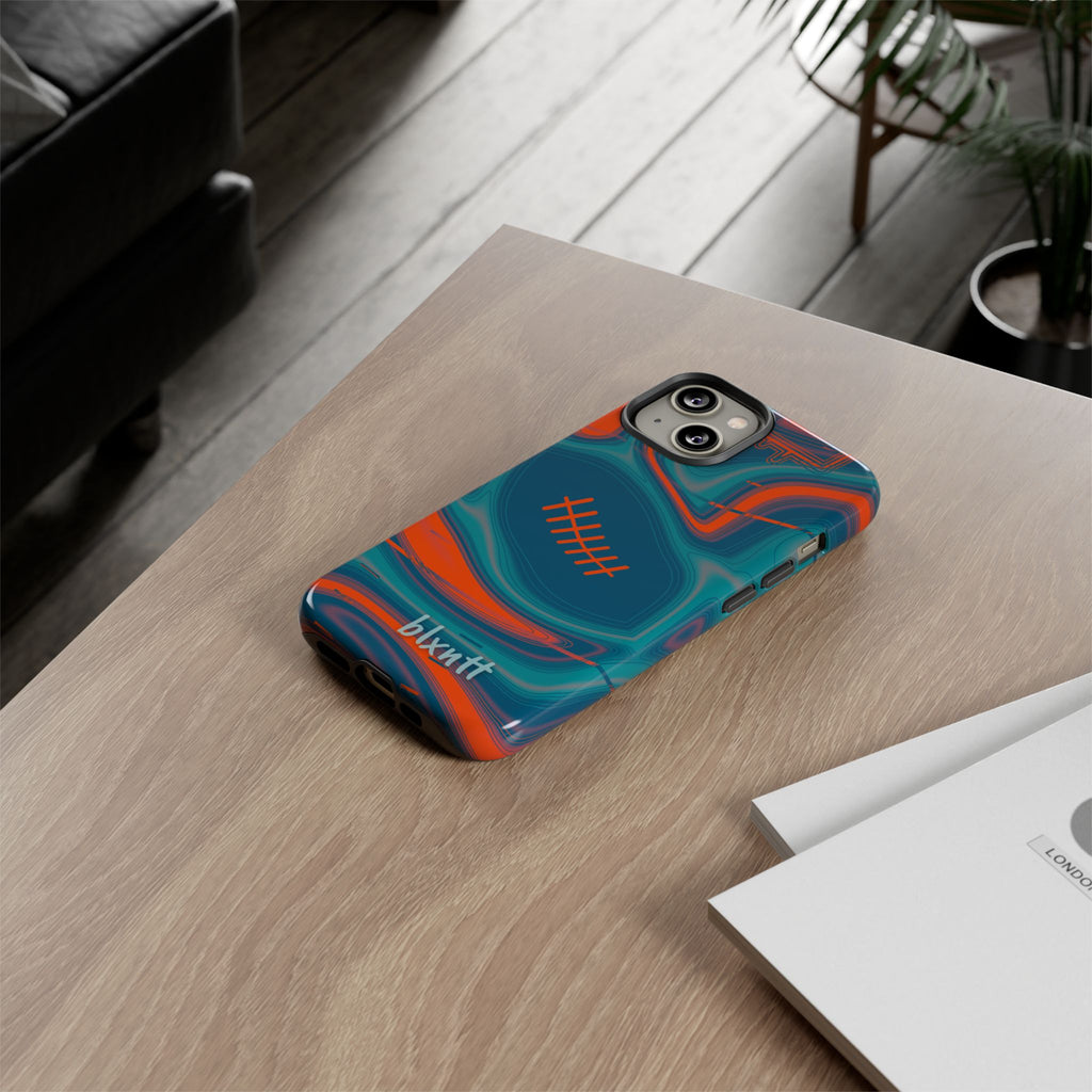 Aqua & Orange Trippy Football Phone Case