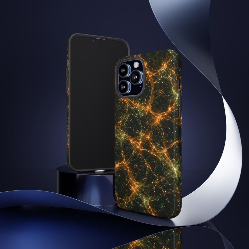 Neon Mycelium - Electric Tangerine Teal Phone Case