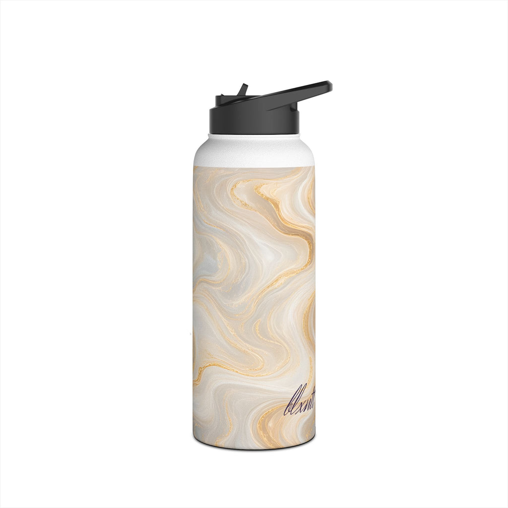 White & Gold Marble Water Bottle