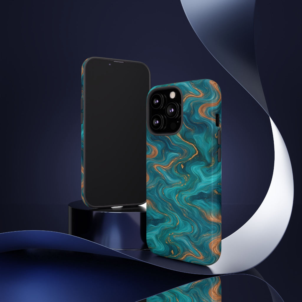 Turquoise & Copper Marble Phone Case