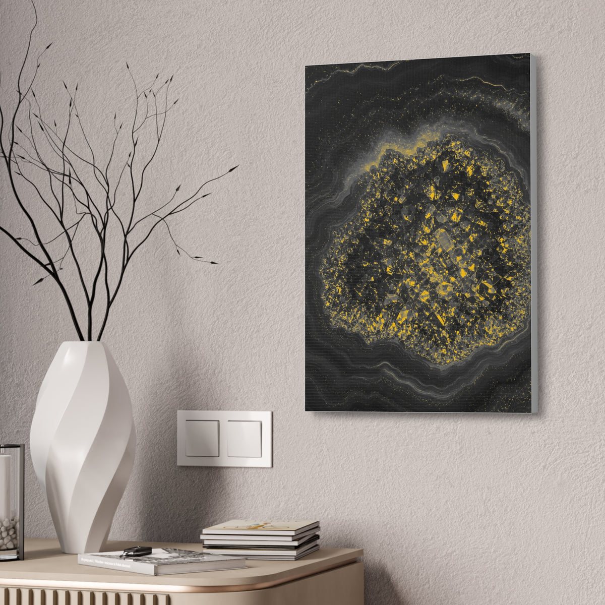 Geode Core - Mono Gold Spark Glossy Canvas