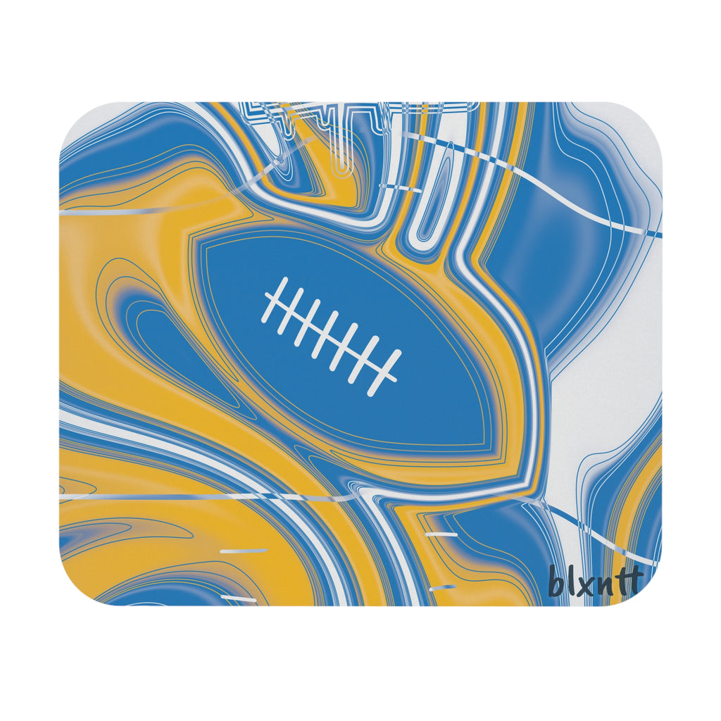 Powder Blue & Gold Trippy Football Mouse Pad