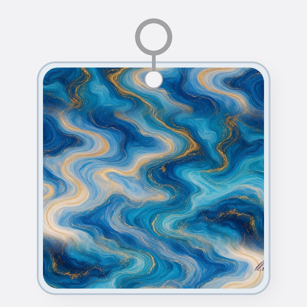 Ocean Blue Marble Acrylic Keychain