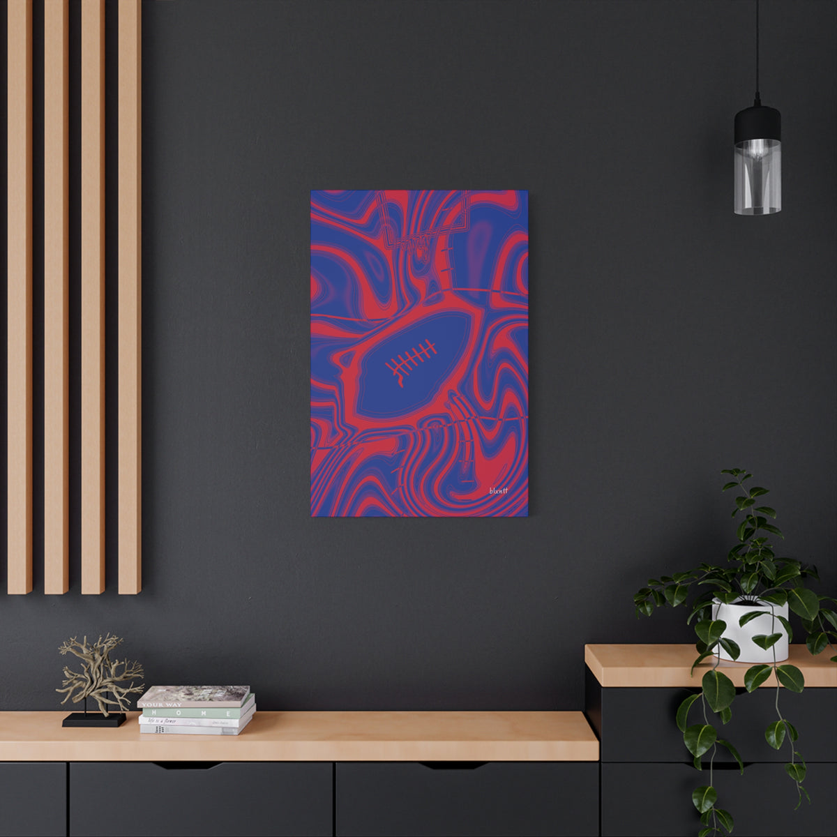 Royal Blue & Red Trippy Football Canvas