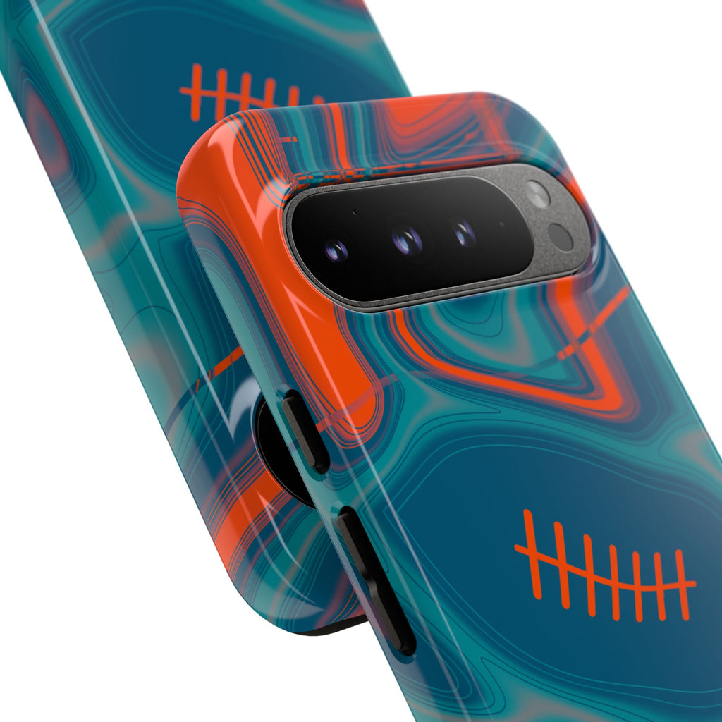 Aqua & Orange Trippy Football Phone Case