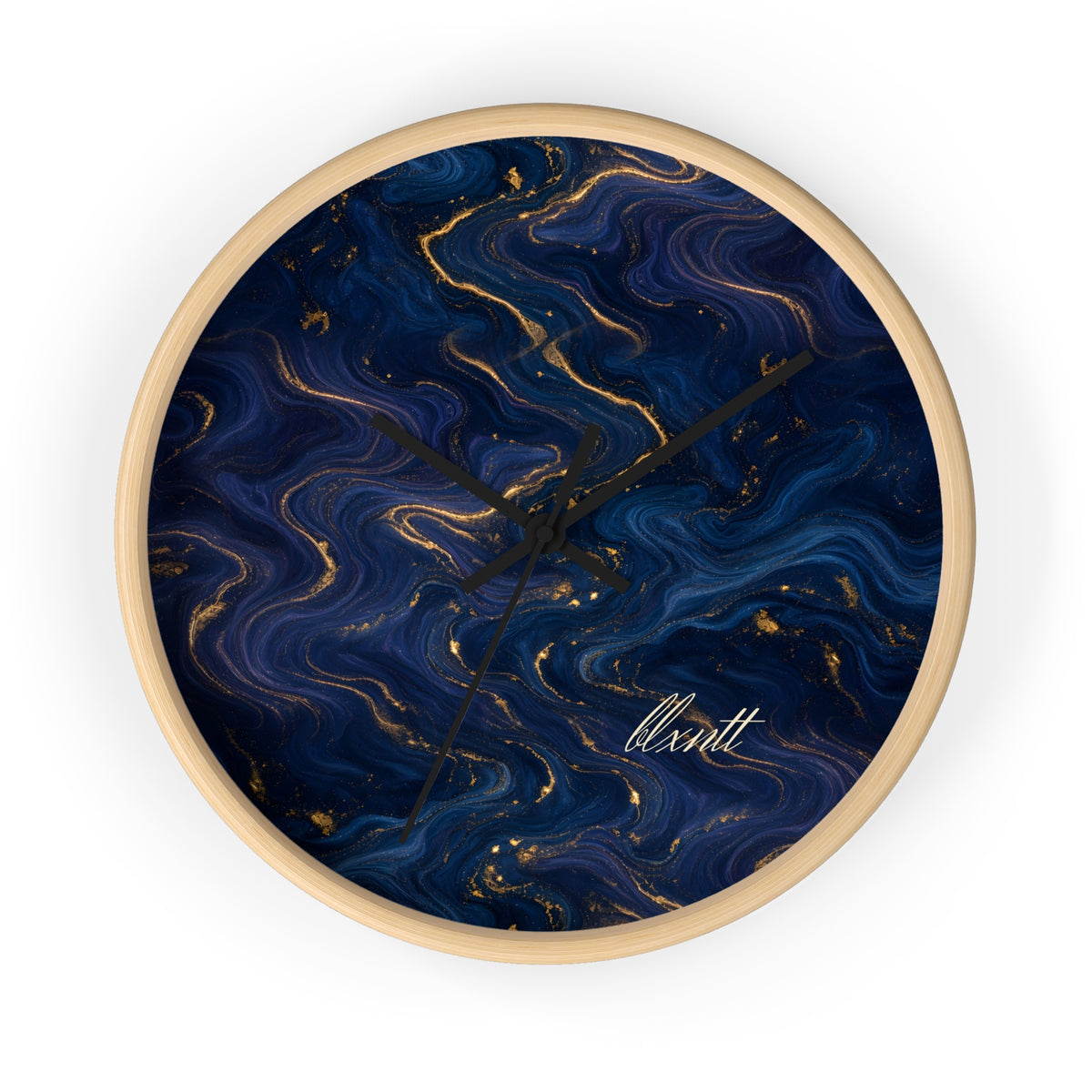 Navy & Gold Marble Wall Clock