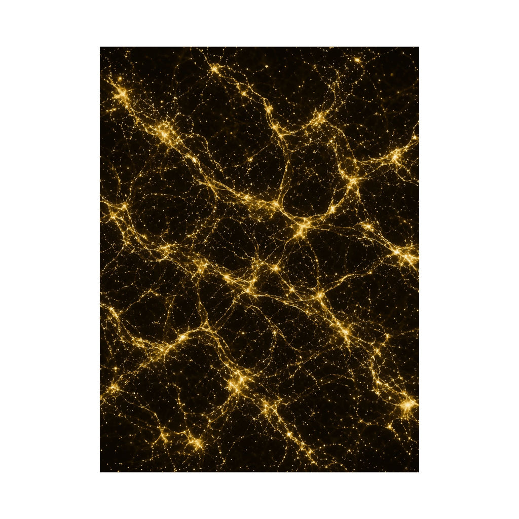 Neon Mycelium - Gold Filigree Poster
