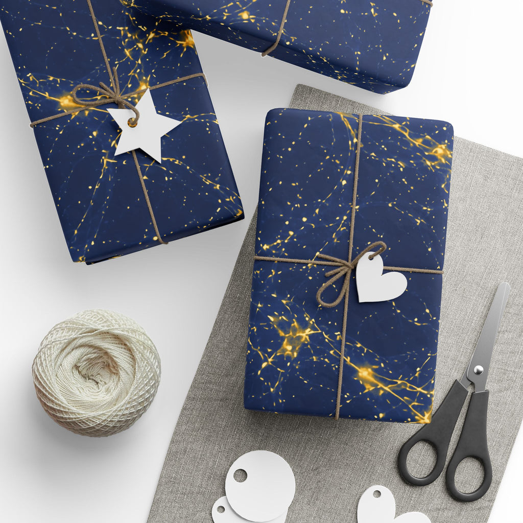 Neon Mycelium - Mustard Navy Wrapping Paper