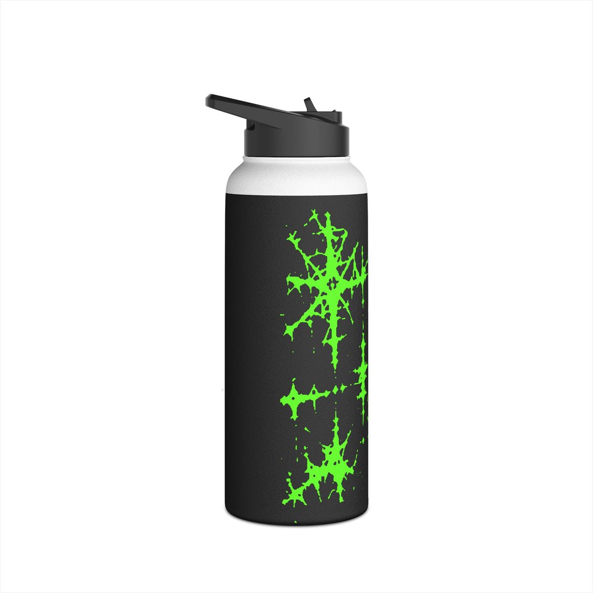 Green Spiderweb Pumpkin Water Bottle