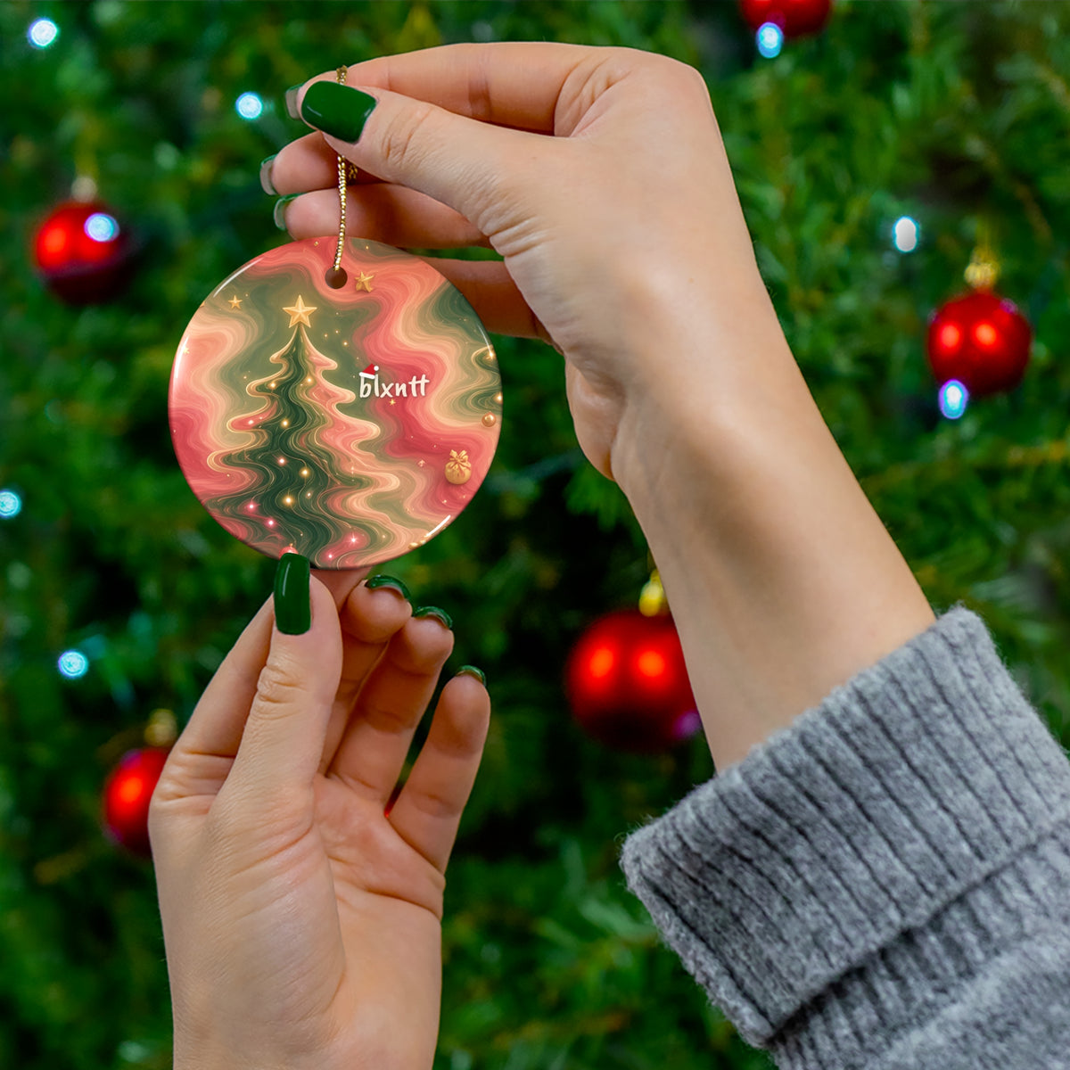 Trees Trippy Christmas Ornament
