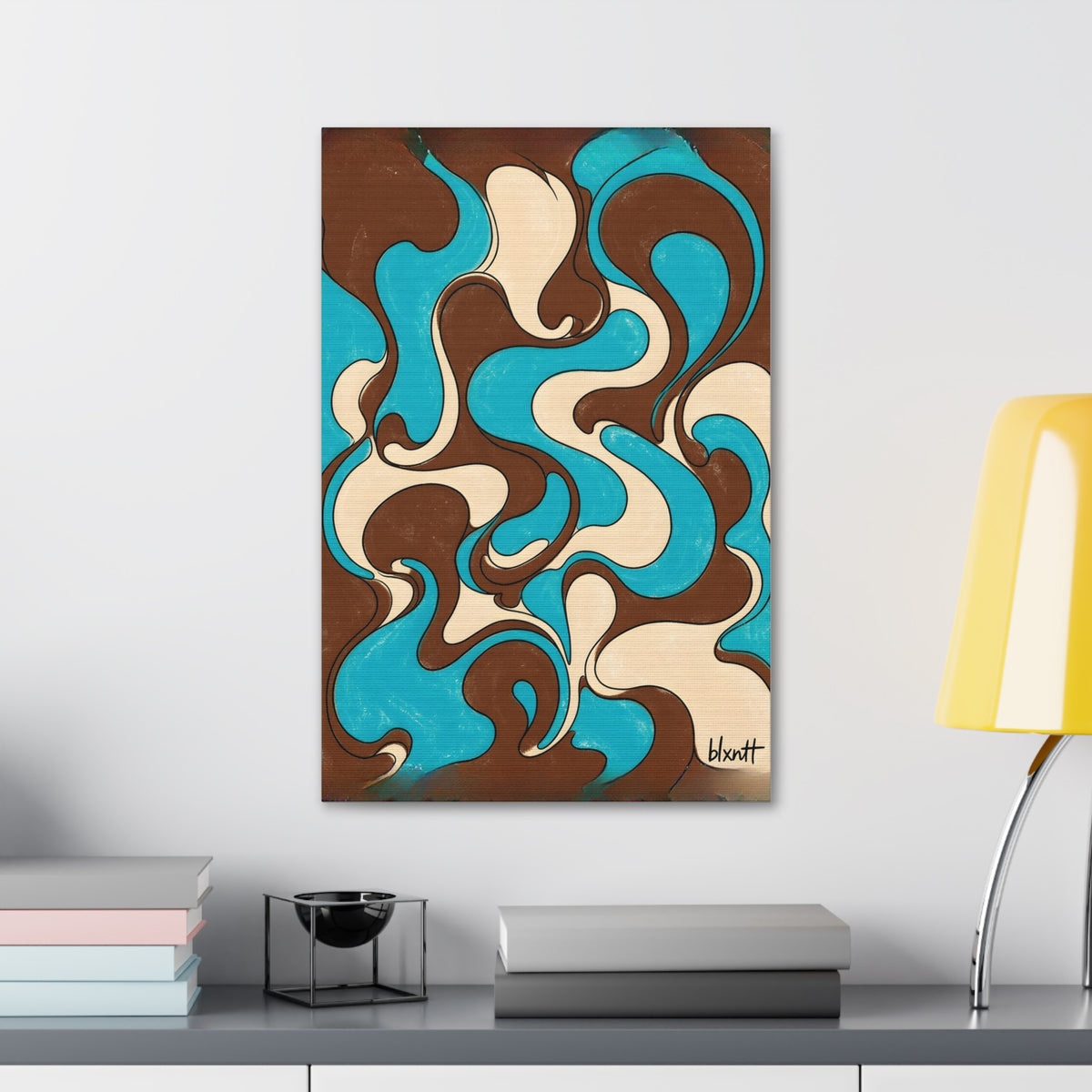 Fillmore Flow - Turquoise & Chocolate Glossy Canvas