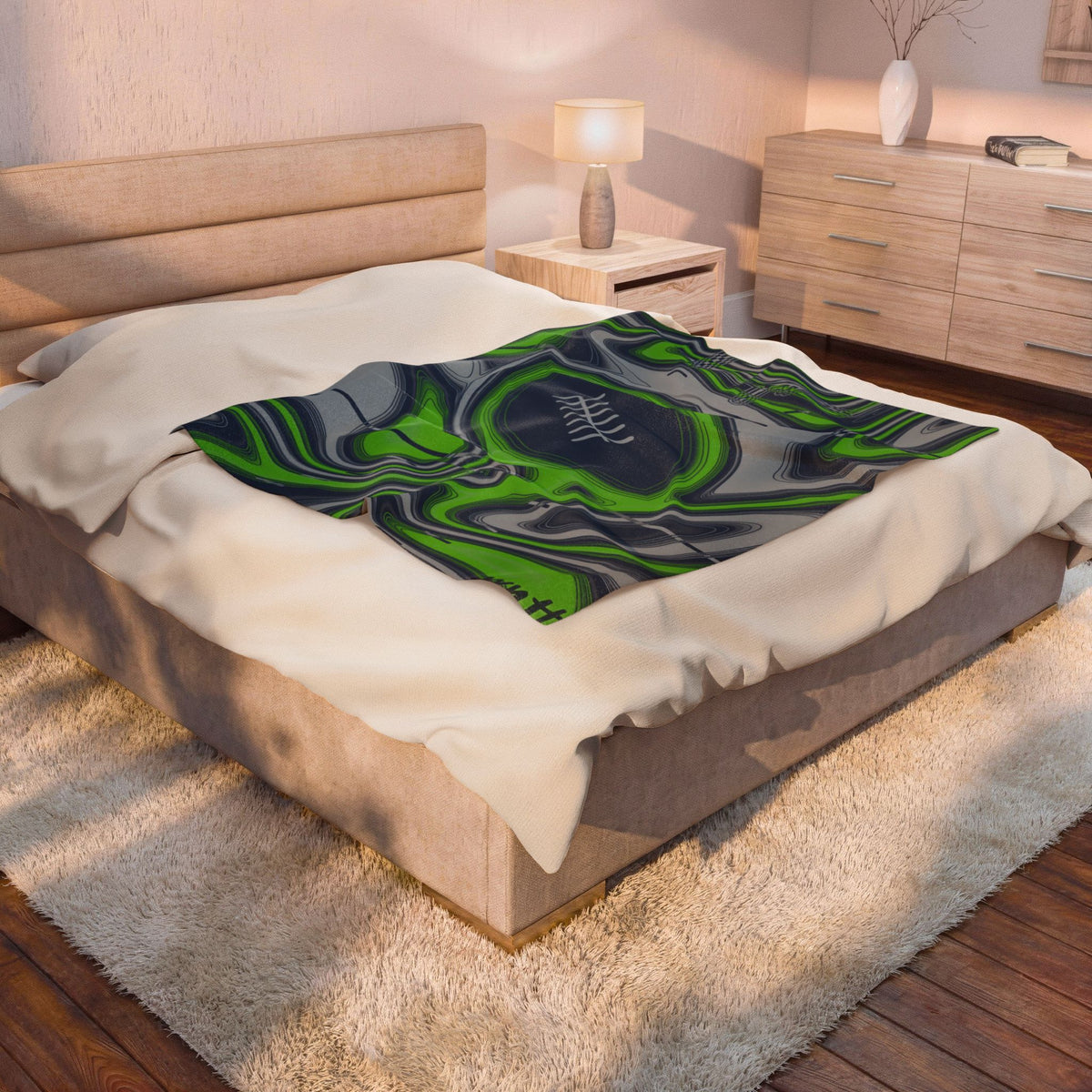 Navy & Neon Green Trippy Football Blanket