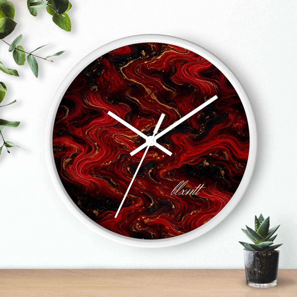 Red & Black Marble Wall Clock