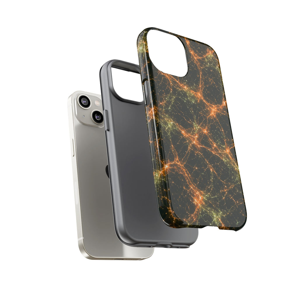 Neon Mycelium - Electric Tangerine Teal Phone Case