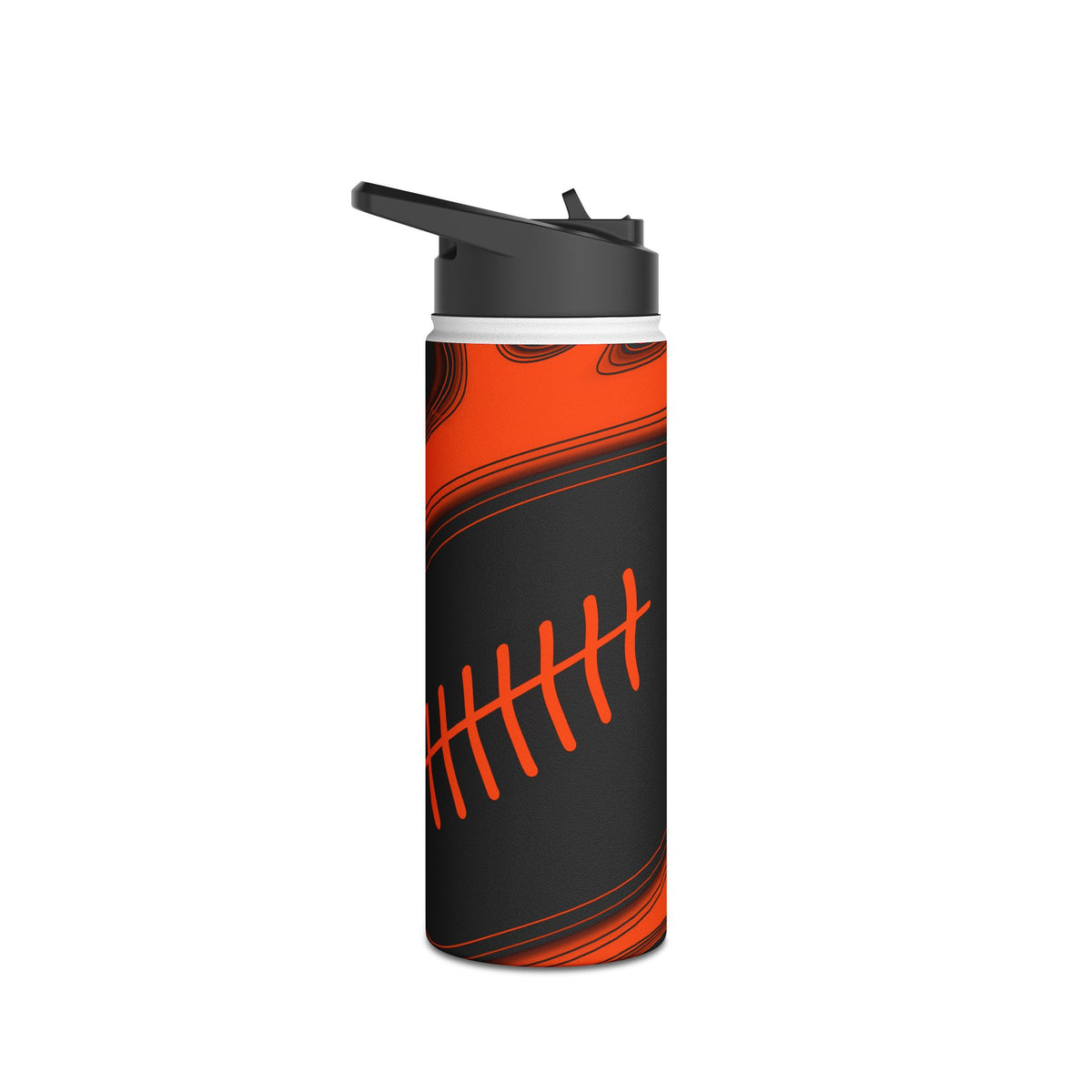 Orange & Black Trippy Football Water Bottle