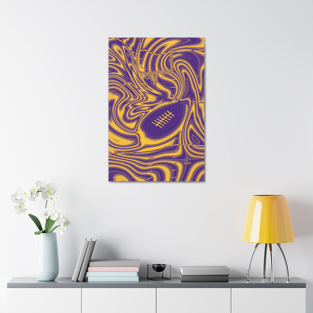 Purple & Gold Trippy Football Glossy Canvas