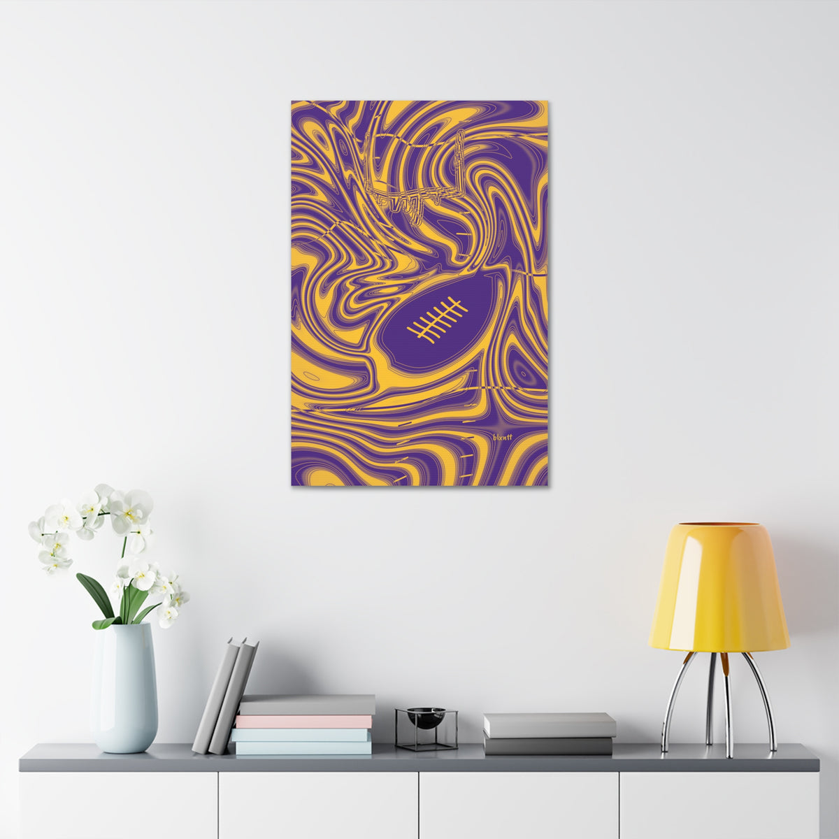 Purple & Gold Trippy Football Glossy Canvas