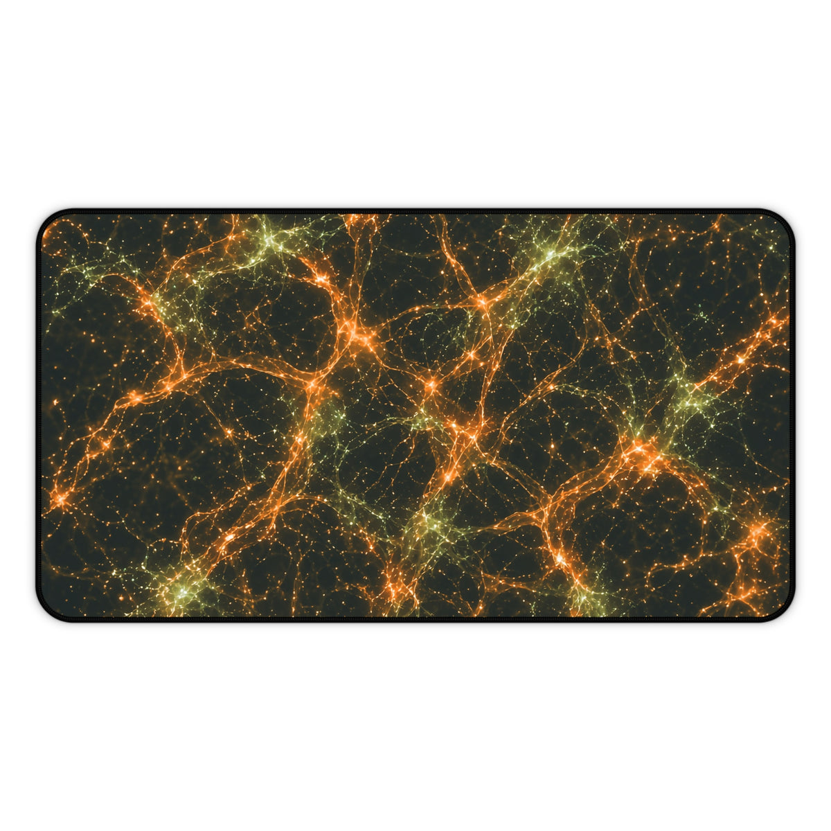 Neon Mycelium - Electric Tangerine Teal Desk Mat