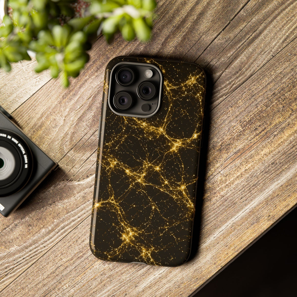 Neon Mycelium - Gold Filigree Phone Case