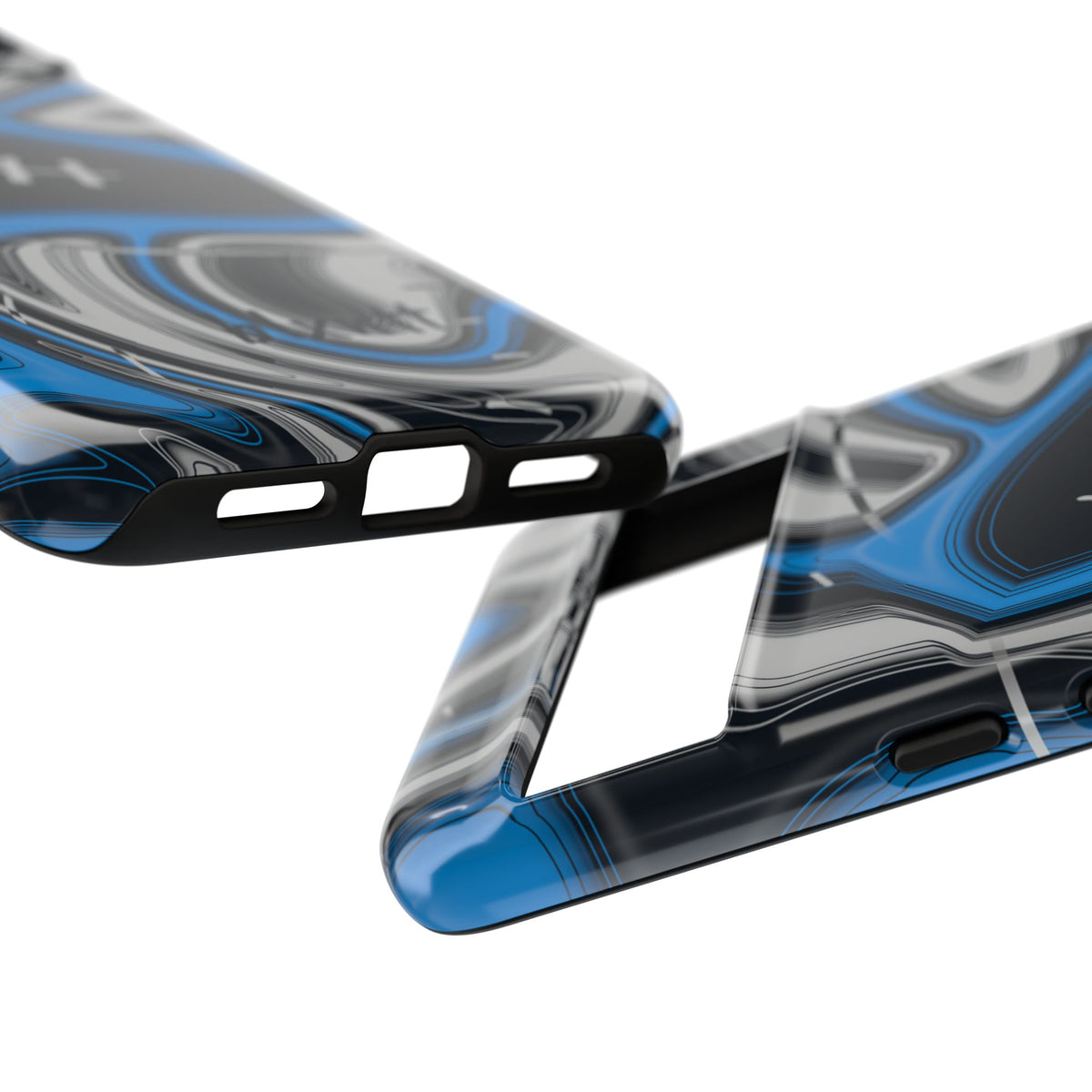 Sky Blue, Black & Silver Trippy Football Phone Case