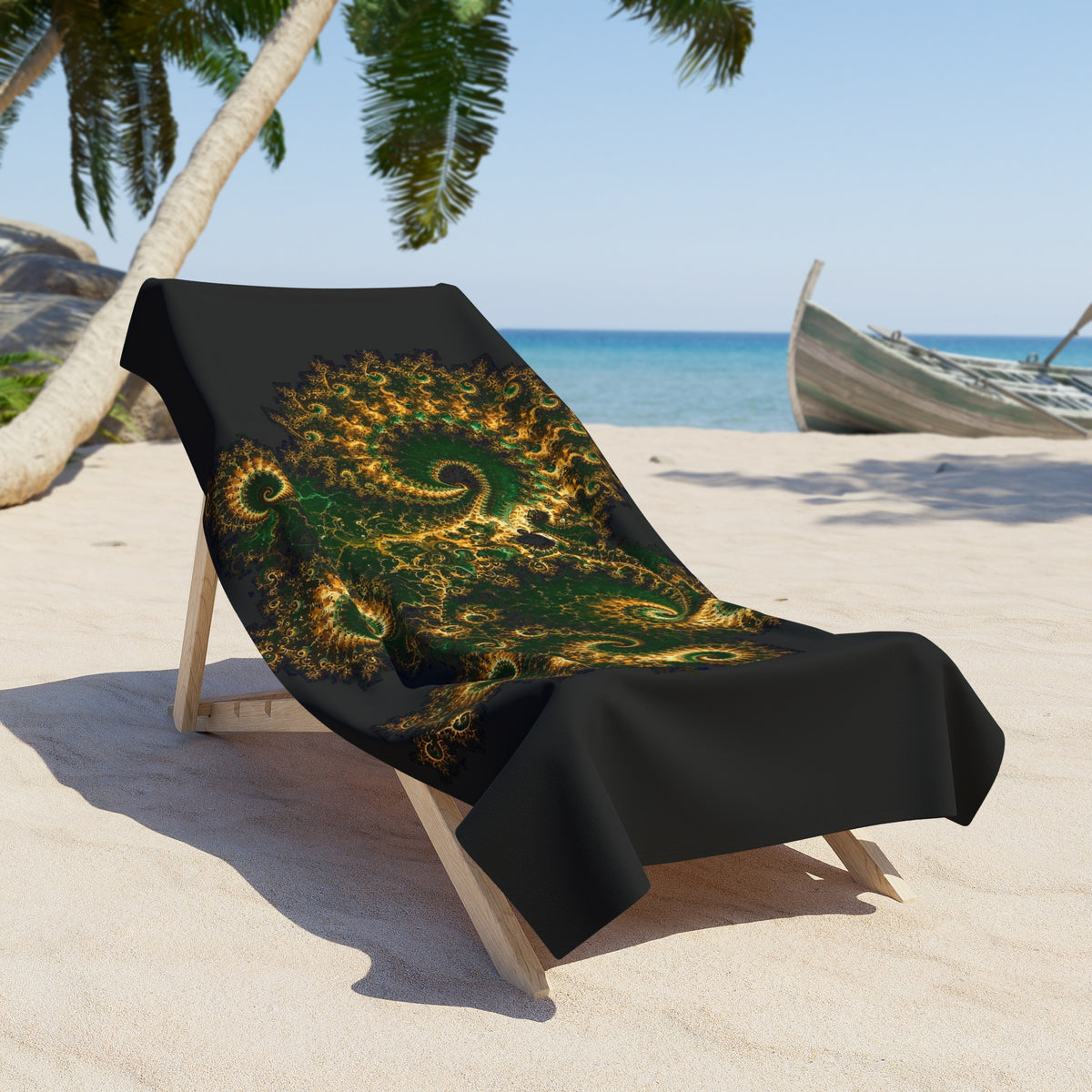Copper Infinity - Emerald & Gold Beach Towel