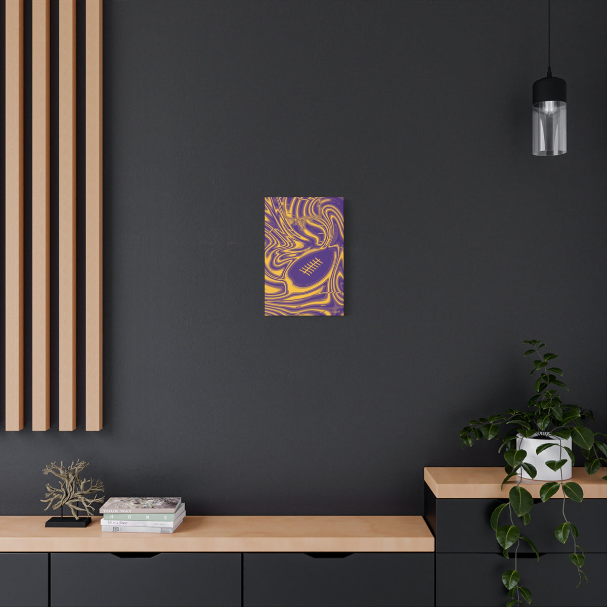Purple & Gold Trippy Football Canvas