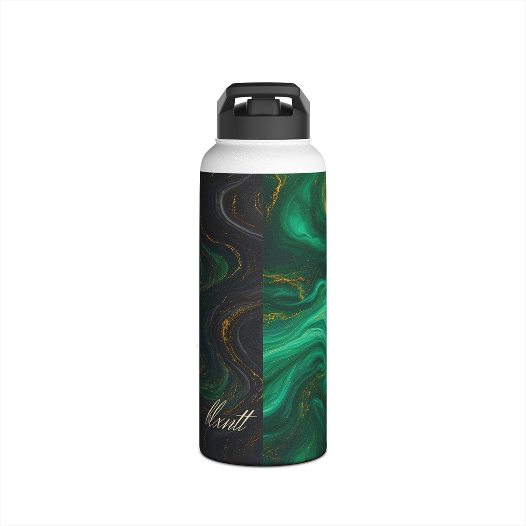 Emerald & Black Marble Water Bottle