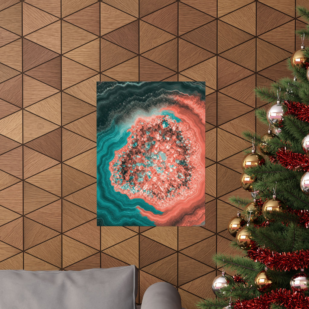 Geode Core - Coral Teal Poster