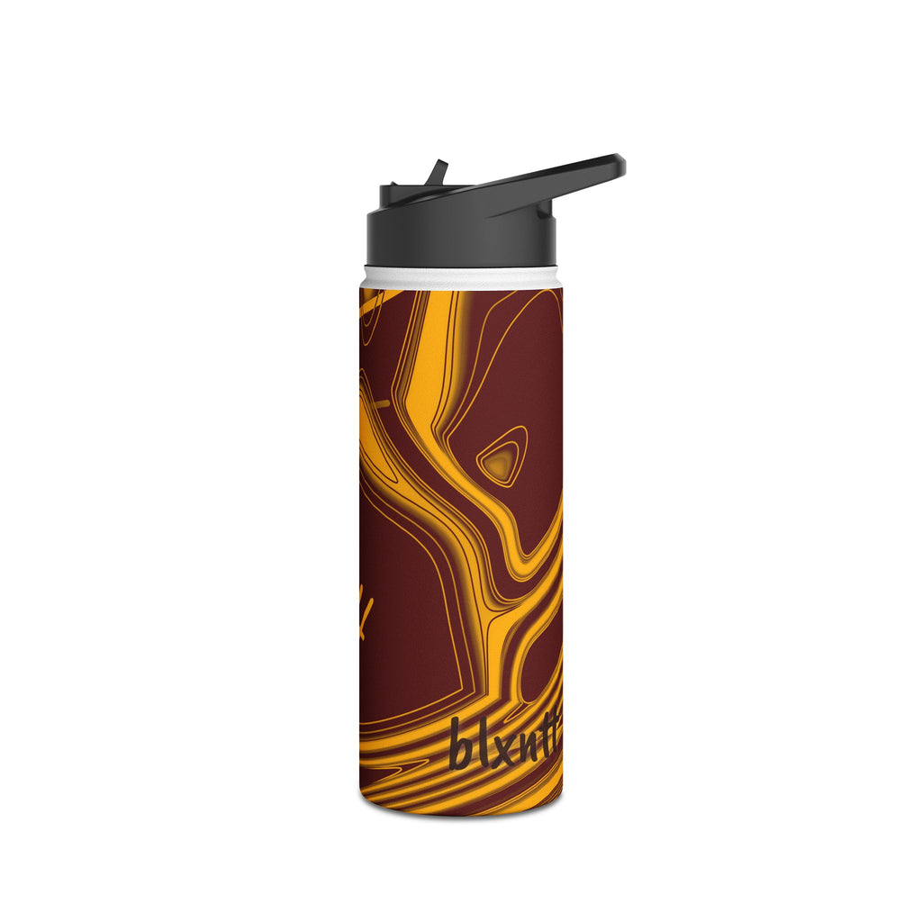 Burgundy & Gold Trippy Football Water Bottle