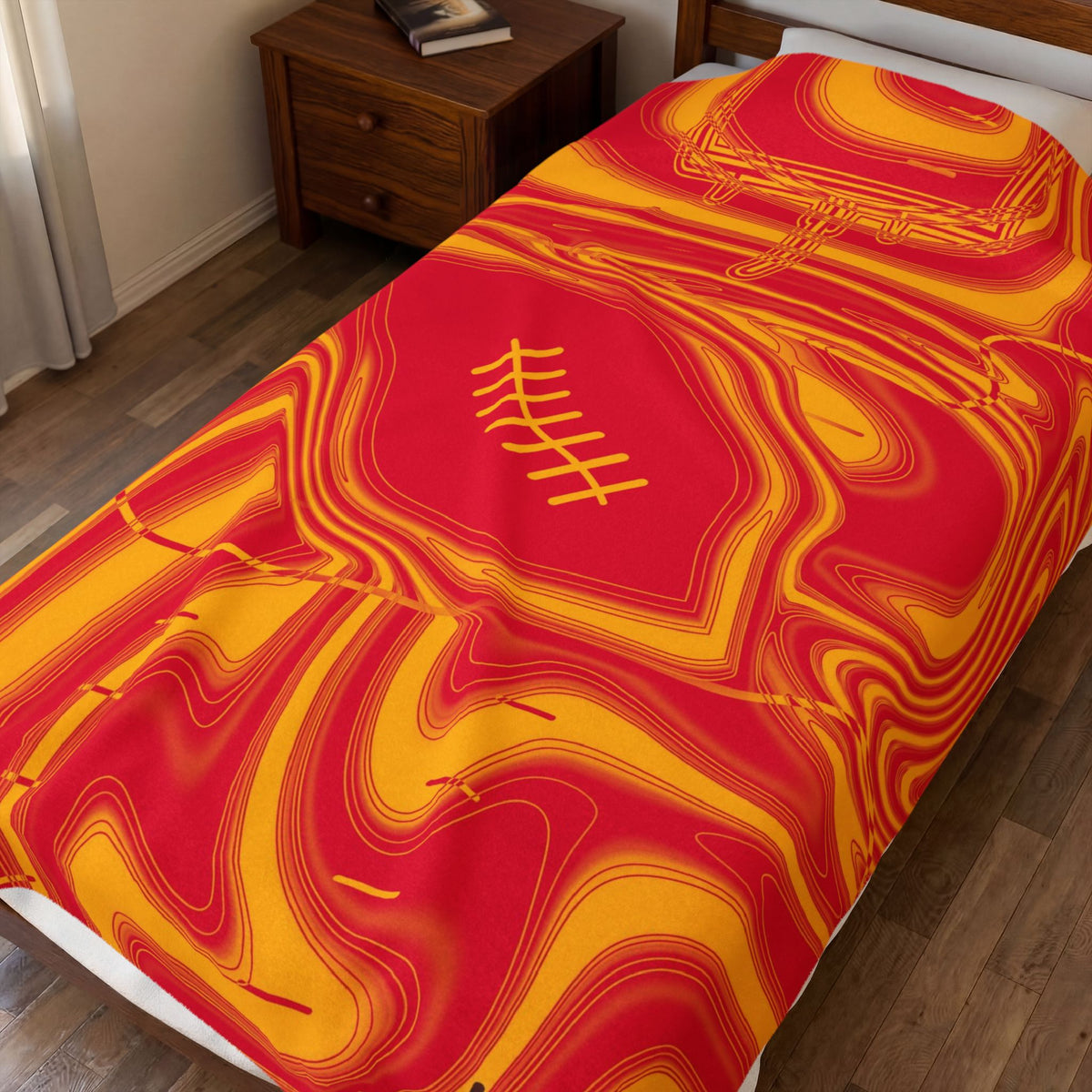 Red & Yellow Trippy Football Blanket