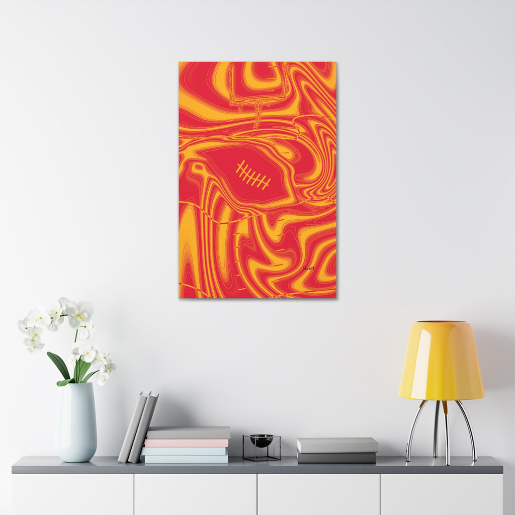 Red & Yellow Trippy Football Glossy Canvas