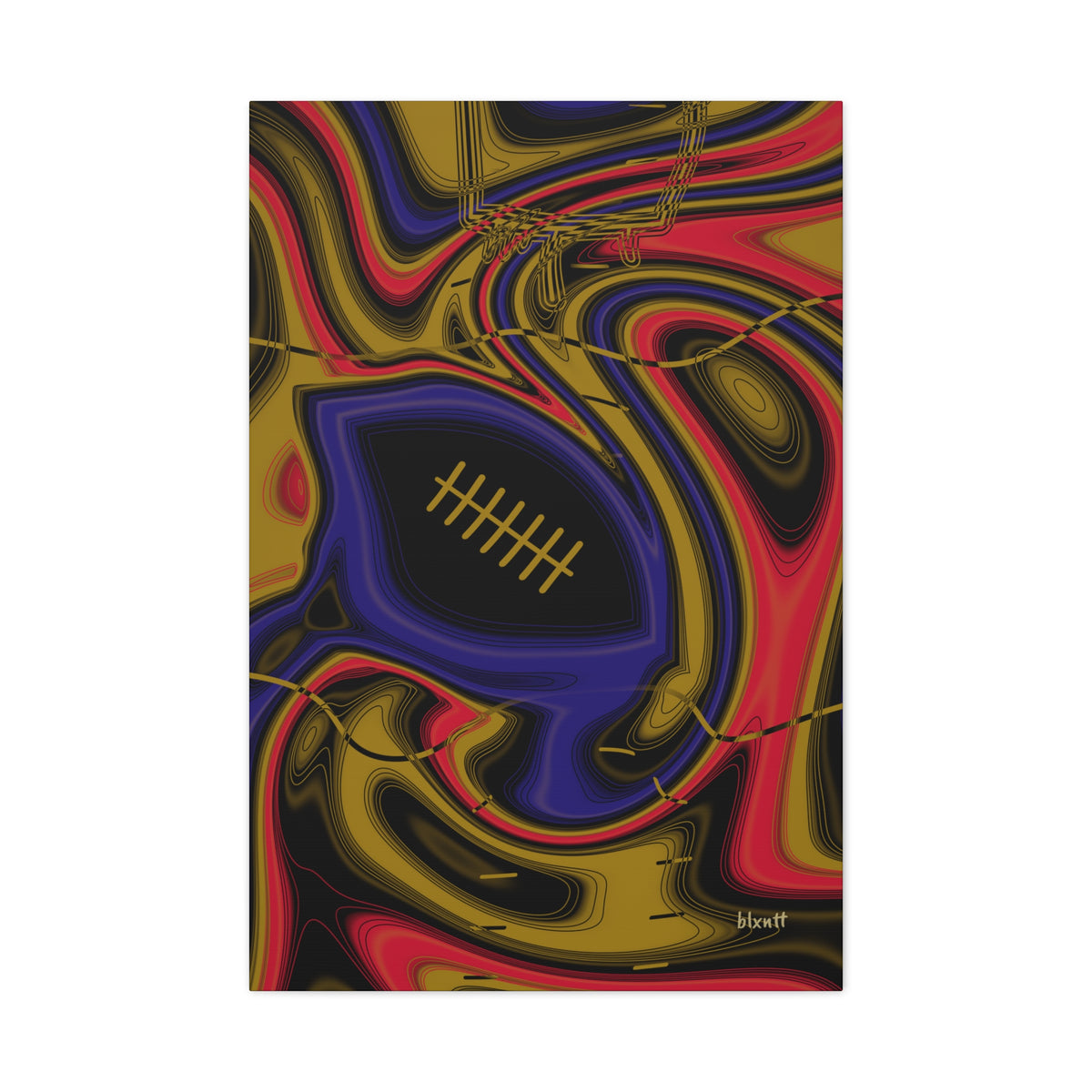 Purple, Black & Gold Trippy Football Canvas
